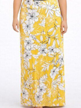 Westport Yellow and White Floral Skirt Size XL Maxi